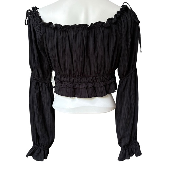 NWT, Altar’d State Black Peasant Crop Top, Sz M - Picture 3 of 12